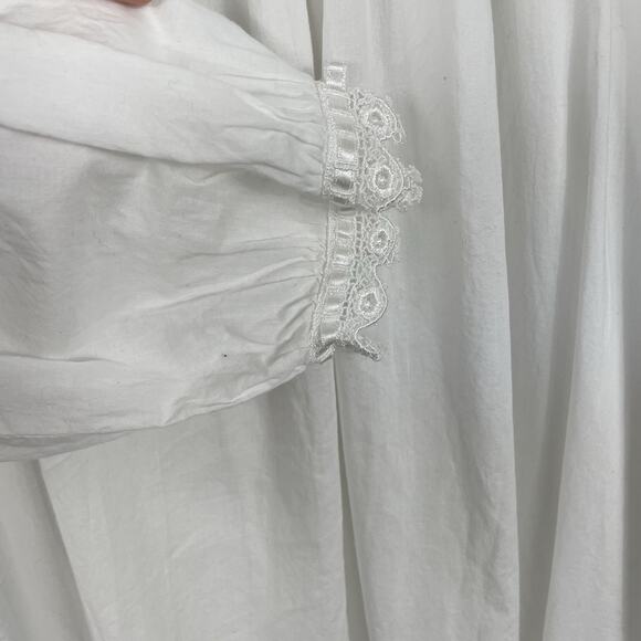 Vintage Priamo Nightgown One Size White Victorian Lace Romantic Prairie Boho - Picture 8 of 11
